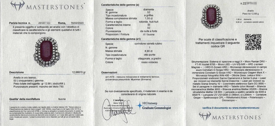 Bague Bague en or blanc avec un rubis de Birmanie non chauffé de 8,93 ct et des diamants en périphérie 58 Facettes 13417