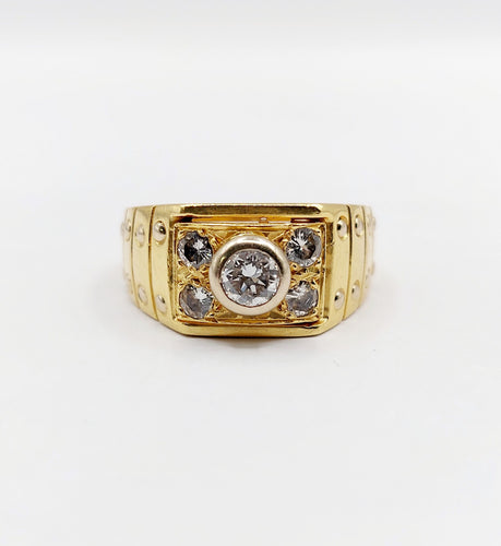 Bague 60 Bague chevalière Art Déco or jaune et diamants 58 Facettes A06309