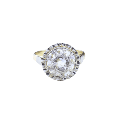 Bague 61 Bague vintage en or jaune et blanc avec diamants 58 Facettes 130006