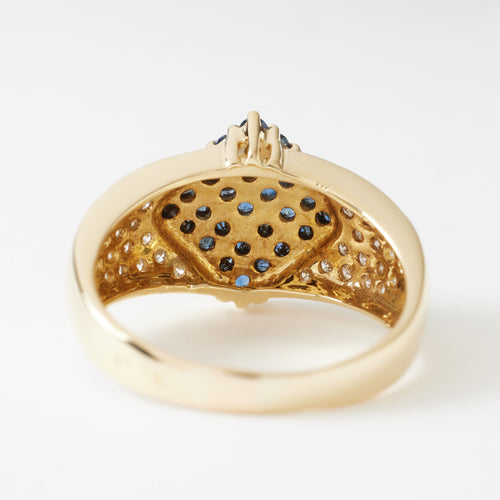 Паве сафир дијамантски прстен