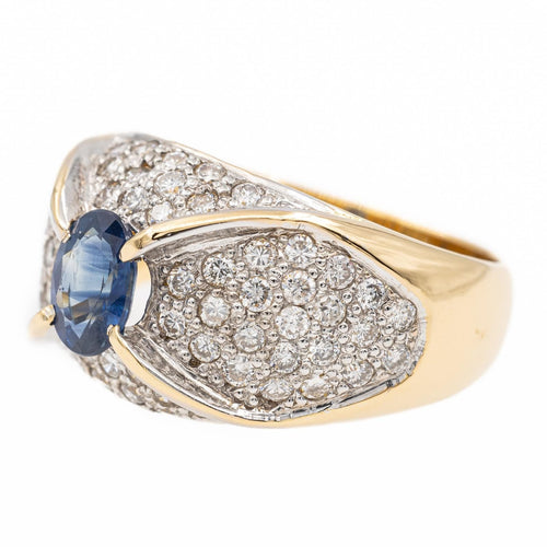 Bague 49 Bague Jonc Or jaune, Or blanc Saphir, Diamant 58 Facettes 2275511CN