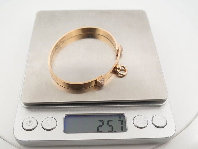 Collier bracelet HERMES collier de chien medor pm en or rose 18k 25gr 48 diamants 0.24ct 58 Facettes 266229