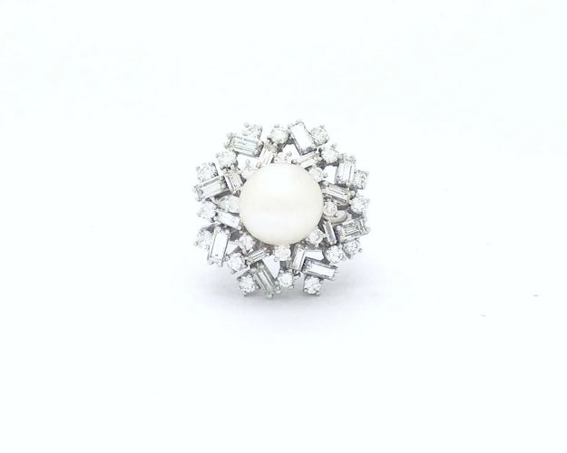 Bague Bague en or blanc avec perle australienne et diamants 58 Facettes 5669