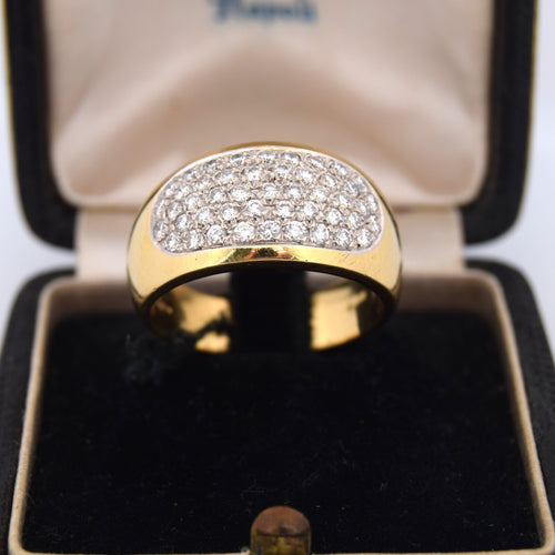 Bague 61 Bague cocktail en or jaune sertie de diamants - années 1950 58 Facettes