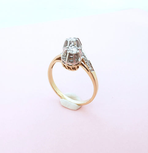 Bague 58.5 Bague de fiançailles vintage Toi et Moi - Diamants - Or 58 Facettes AA 1644