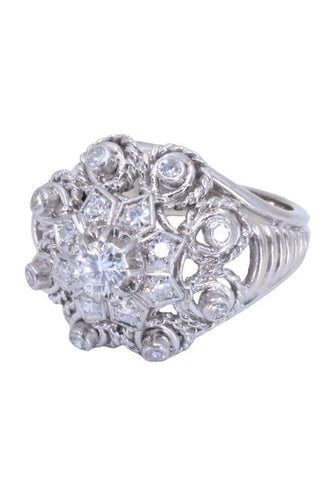 Bague 54 Bague fleur or blanc et diamants 58 Facettes 088891