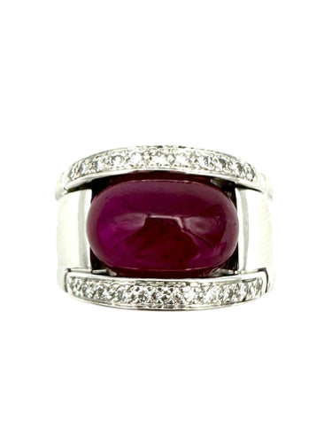 Bague 58 Bague or blanc 18K, diamants et rubis 11ct certifié 58 Facettes