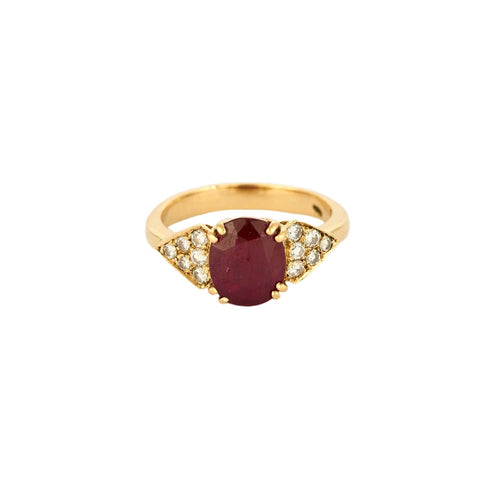 Bague 55 Bague or jaune, rubis 2,50 cts, diamants 58 Facettes