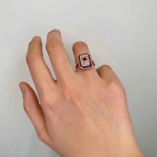 Bague 50 Bague - Or, Diamants, Rubis 58 Facettes 240394R