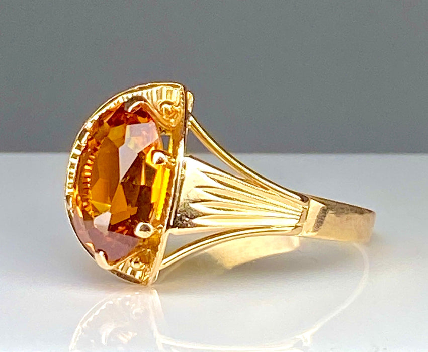 Estilo de anillo Art Deco oro rosa citrino