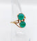 Bague 53 Bague toi et moi vintage or jaune cabochons de chrysoprases 58 Facettes A05751