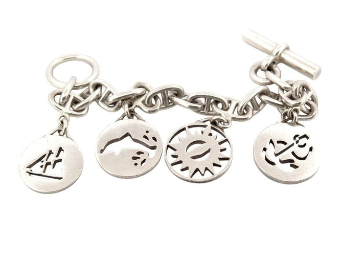 Bracelet vintage bracelet HERMES chaine d'ancre breloques marines t16 en argent 925 58 Facettes 267839