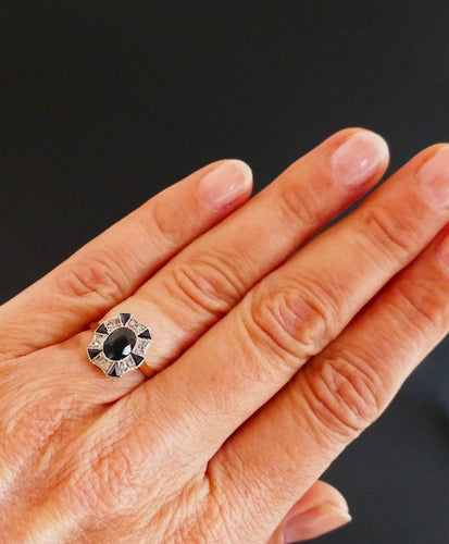 Bague Bague Art Déco Saphir et Diamants 58 Facettes