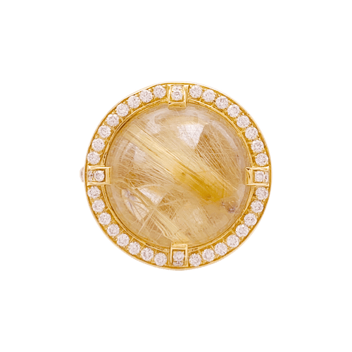 Bague 53 Bague CHAUMET, "Attrape Moi Si Tu M'aimes", "Galet", or jaune, diamants, quartz rutile. 58 Facettes 34773