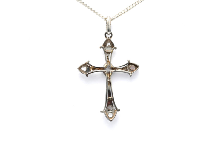 Pendente Art Deco incastonato con diamanti taglio rosa in oro bianco 18 carati 