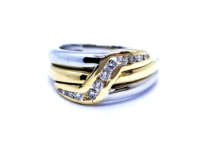Bague 47 Bague Or jaune, Or blanc Diamant 58 Facettes 948341CD