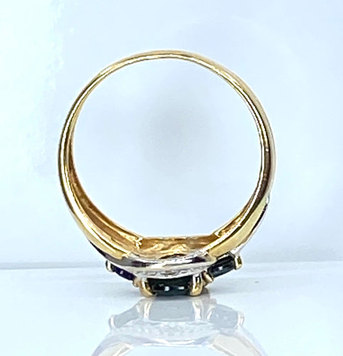 Bague 54 Bague jonc en or jaune en saphirs et diamants 58 Facettes AB575