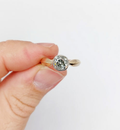 Antik ring Solitär med gammalslipad diamant i 14k guld, 1,10 karat 