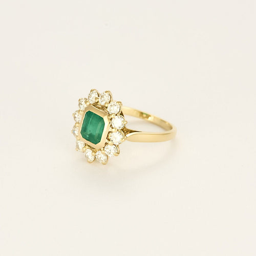 Bague 54 Bague en or jaune, émeraude et diamants 58 Facettes DIE1614X2