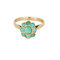Ring 55 Yellow gold flower ring with turquoise stones 58 Facettes MONTE0352