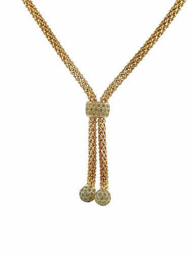 Collier Collier maille popocorn à pompom en or 18 carats 58 Facettes