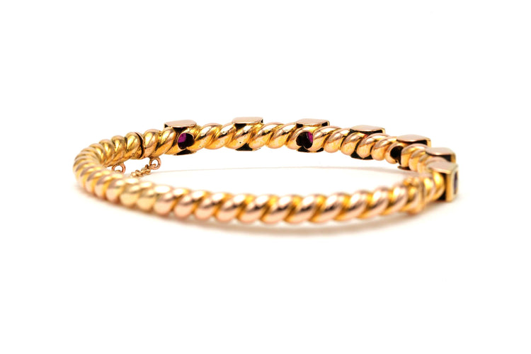 Bracelet Bracelet Napoléon III en or jaune, rubis et de diamants taille rose 58 Facettes 22868