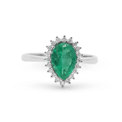 Bague Bague en or blanc avec émeraude colombienne de 0,94 ct et diamants 58 Facettes 7816