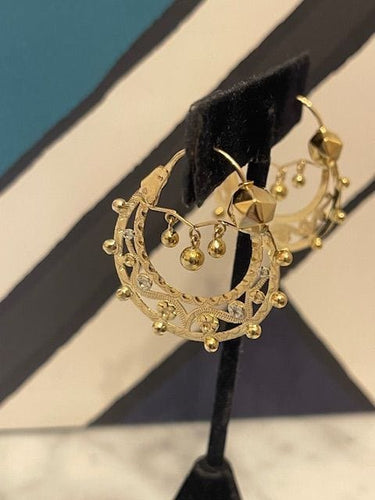 Boucles d'oreilles Grandes créoles savoyarde, en or jaune 58 Facettes