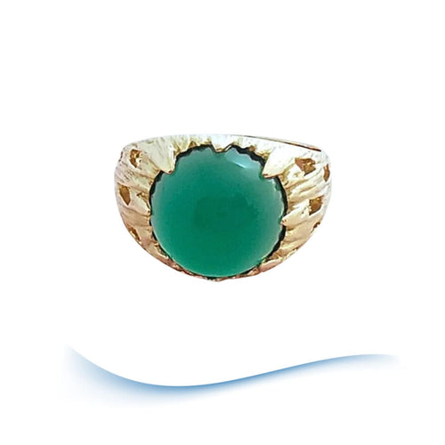 Bague 54 Bague agate verte en cabochon or jaune 58 Facettes AA 1694