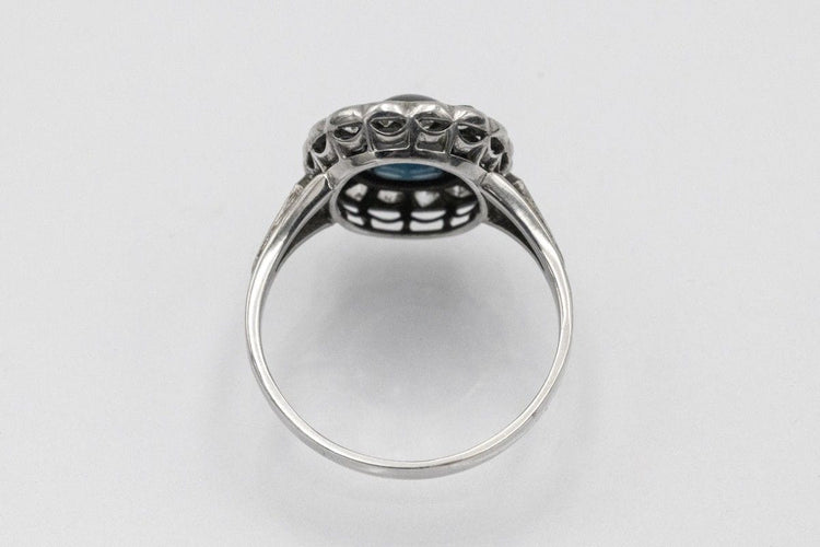 Bague 55 Bague Art Déco avec saphir cabochon et diamants 58 Facettes 11571