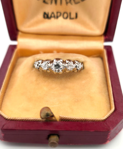 Bague 51 Bague Art Déco en platine avec diamants taille ancienne 58 Facettes