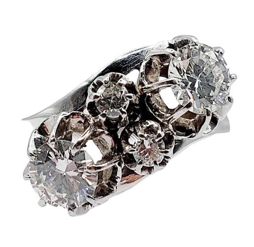 Bague 53 Bague toi et moi art déco en or blanc et diamants 58 Facettes A05504