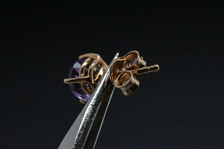 Boucles d'oreilles Boucles d'oreilles améthyste en or rose 58 Facettes