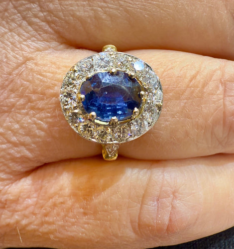 Bague 54 Bague ancienne en or 18 carats saphir et diamants 58 Facettes