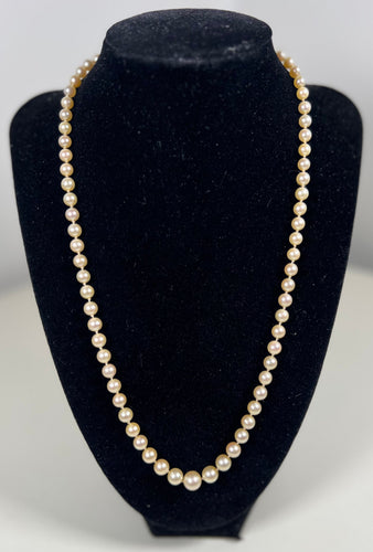 Колие с 77 бели култивирани перли, масивна закопчалка Сребро, 53 см 