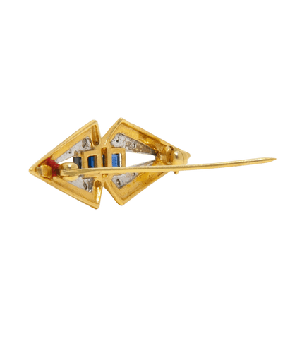 Broche Or blanc et jaune 18K Saphir Diamant