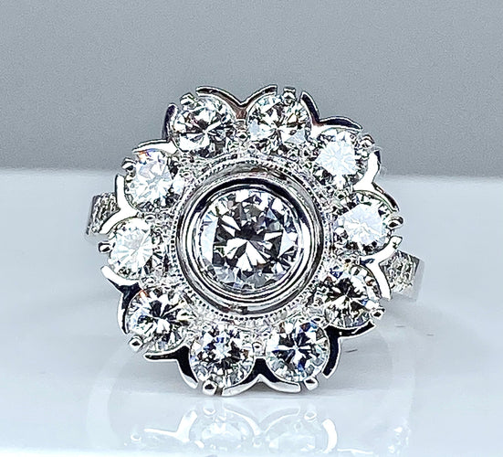 Bague 51 Bague marguerite or blanc diamants 58 Facettes AB304