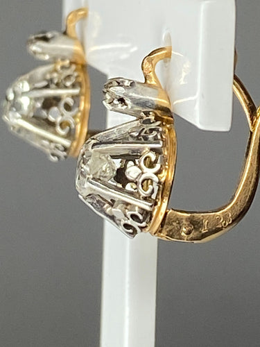 Boucles d'oreilles Boucles d’oreilles en or 18ct dites dormeuses en diamants vers 1900 58 Facettes