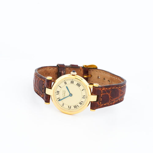 Montre Cartier - Montre Must Vendôme cadran lemon chiffres romains en vermeil 58 Facettes