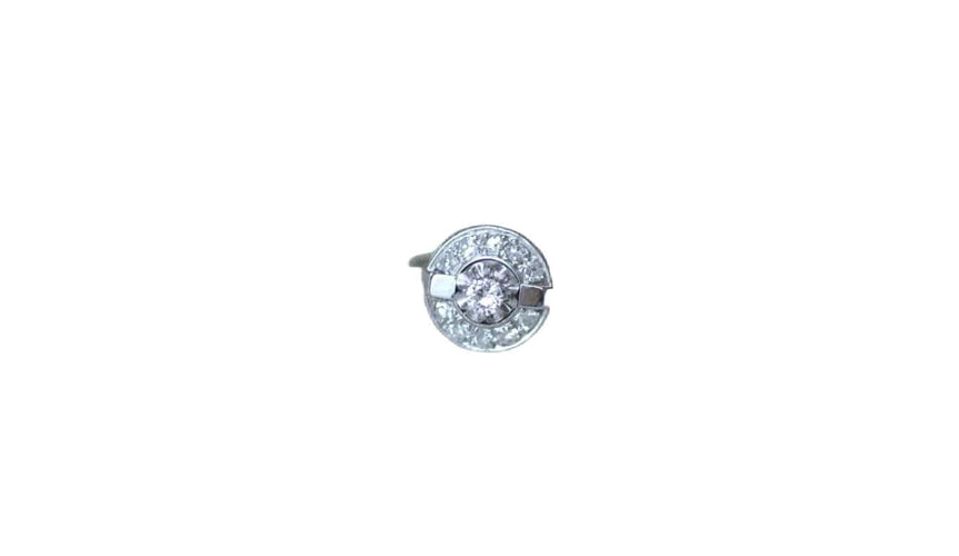 Bague 55.5 Bague Cible Art Déco Or Blanc Platine Diamant 58 Facettes