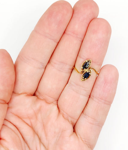 Bague 51 Bague vintage toi et moi or jaune, saphirs 58 Facettes A05847