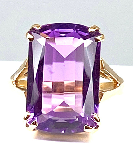 Bague Bague or jaune améthyste 13,36 carats 58 Facettes AB398