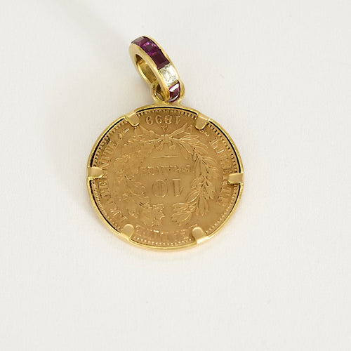 Pandantiv din aur galben piesă de 10Fr 