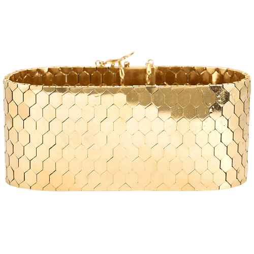 Bracelet Bracelet manchette en or jaune à maille nid d'abeille 58 Facettes CAL2622