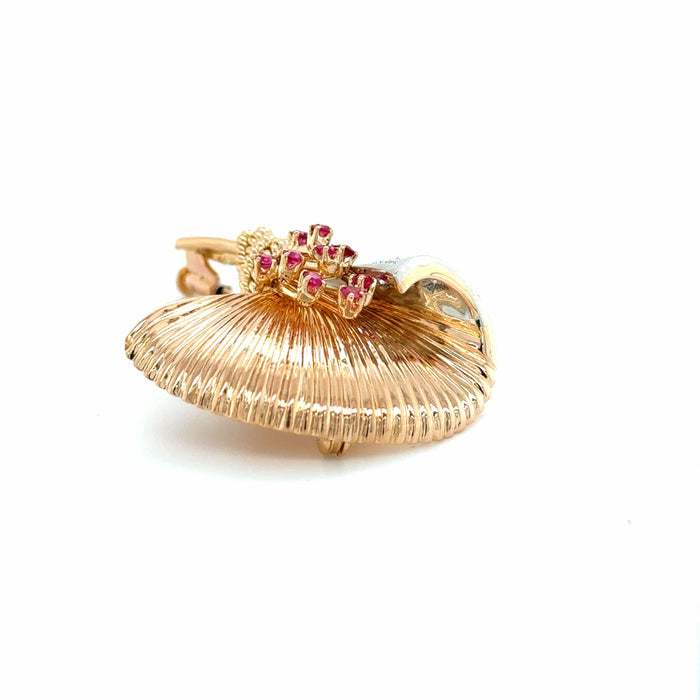 Broche Broche Ancienne or rose et platine rubis et diamants 58 Facettes 1.0000350/1