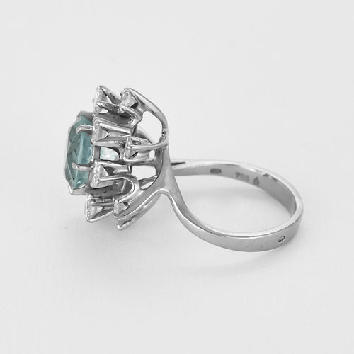 Bague 54,5 Bague en or blanc, aigue marine et diamants 58 Facettes B250583