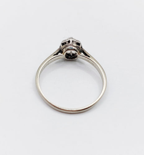 Bague 53 Bague solitaire art deco or blanc 18k diamant 0,22 carat (circa 1930) 58 Facettes A06143