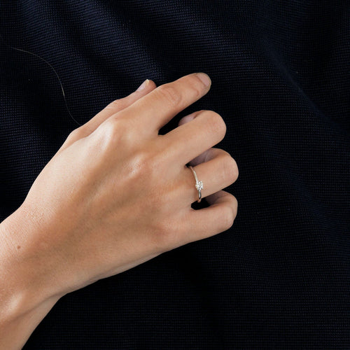 Bague 53 Solitaire or blanc avec diamant 58 Facettes 3121289