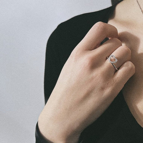 Bague 54 Bague cœur Or blanc Diamants 58 Facettes 23750