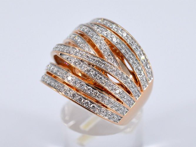 Bague 54 Bague en or rose sertie de diamants taille brillant 58 Facettes 2178
